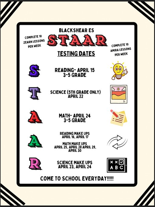 STAAR Testing Dates